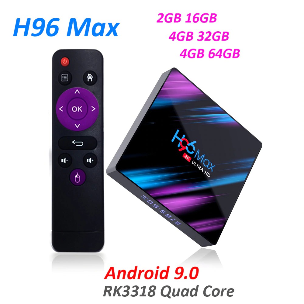 Gratis ongkir android box H96 MAX RK3318 4K Smart TV Box Android 9.0 Android TV BOX Google Voice