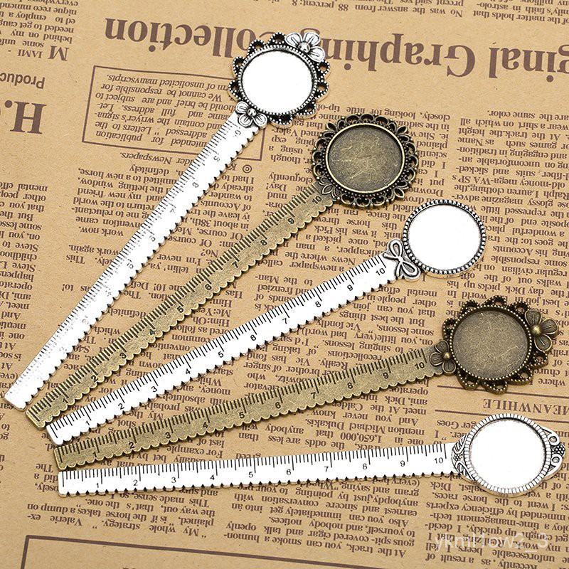 

2pcs/lot Antique Bronze Vintage Metal Ruler Bookmark Cabochon Base Bookmark Setting fits 20mm Caboch