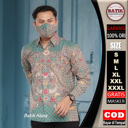 Batik pria lengan panjang Kemeja Atasan Baju batik pria laki laki lengan panjang premium cowok solo