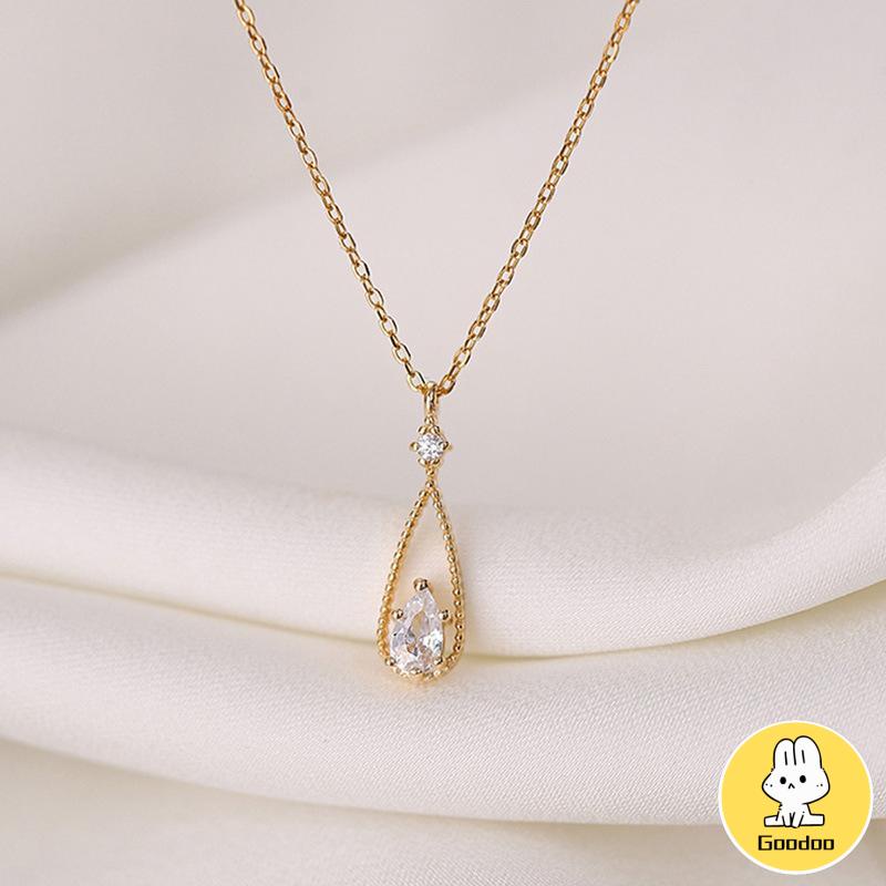 Fashion Indah Water Drop Zircon Kalung Wanita Sederhana Temperamen Rantai Klavikula -Doo