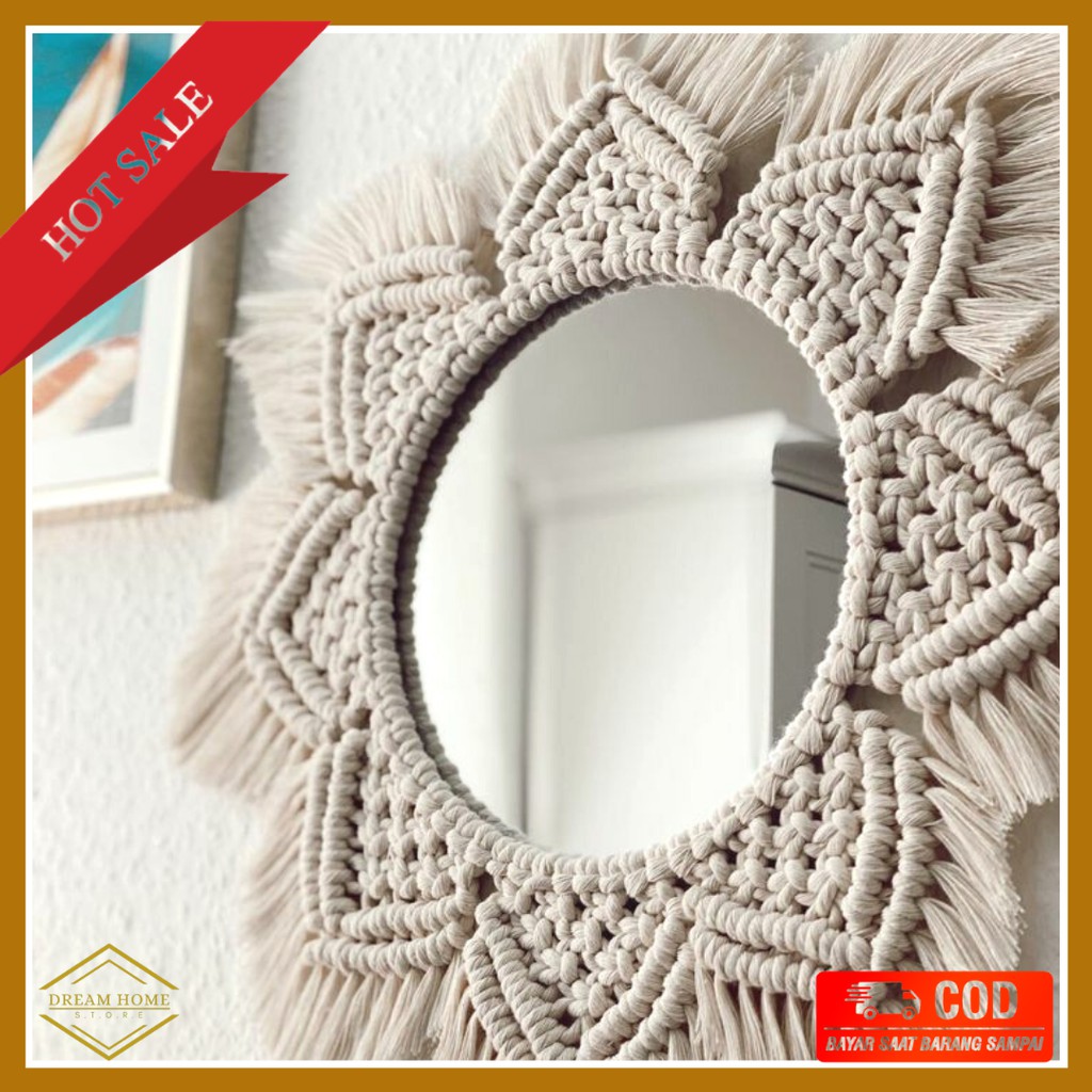 MINIMALY Cermin Bulat Dinding diameter 35&40cm  Cermin Aesthetic Cermin Gantung Cermin Macrame