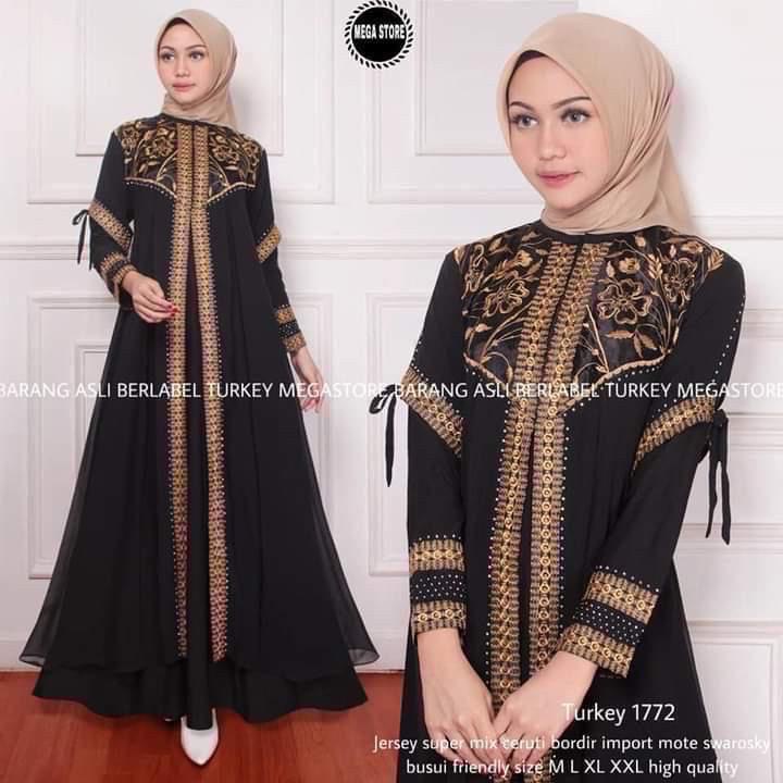 ABAYA TURKEY ARAB// ABAYA ORI MEGASTORE JUMBO HITAM 1772