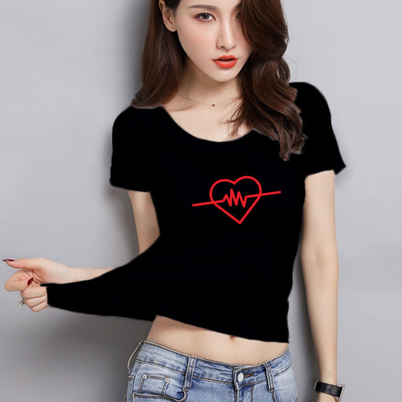 YOURSTYLE1119 - KAOS WANITA ONECK HEARTBEAT/ KAOS TERLARIS / KAOS ONECK/ VALENTINE