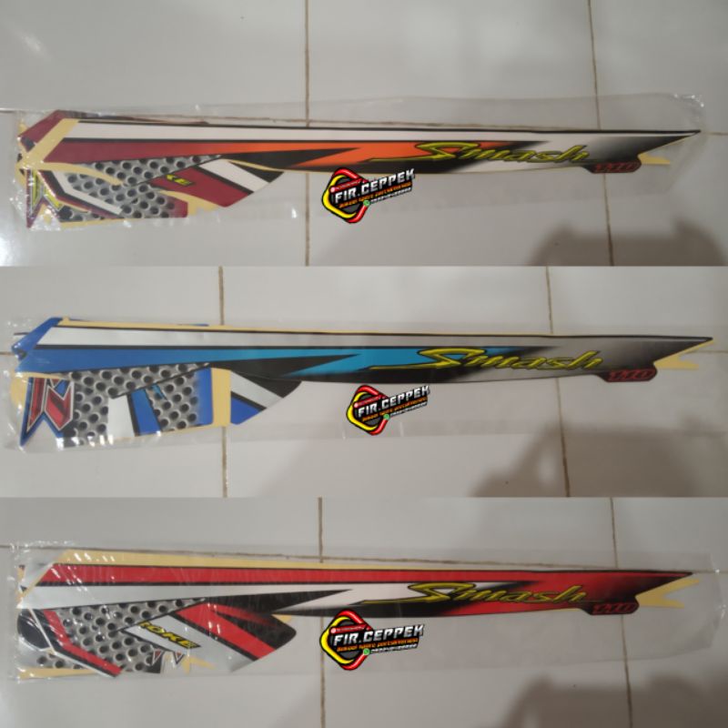 Stiker Striping Motor Suzuki Smash 2006 Standart Hitam silver biru merah