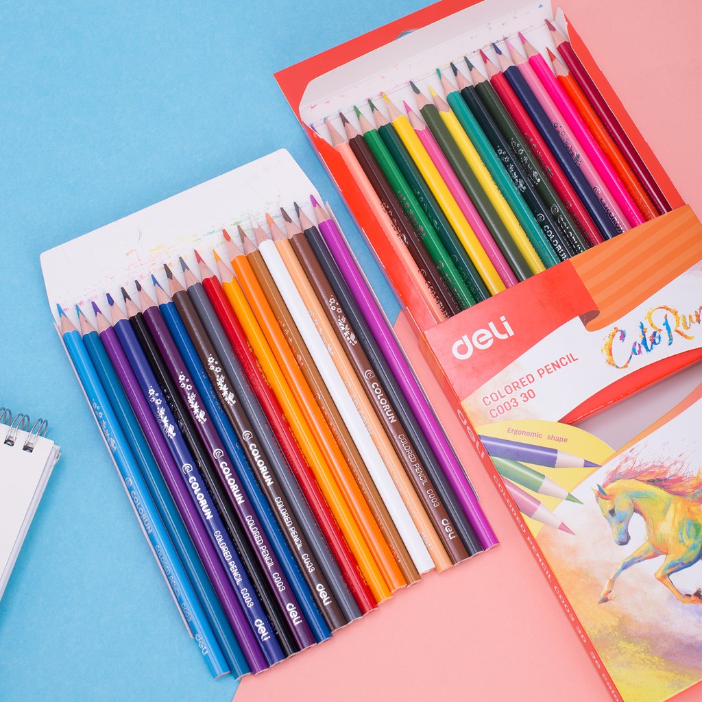 Deli Pensil Warna 12/18/24/36 warna menghasilkan warna warni yang halus, tidak beracun EC00330-6