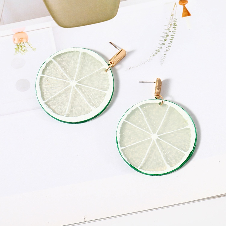 Korea lucu pribadi buah lemon slice akrilik anting-anting Korea gaya chic dan unik sederhana anting-