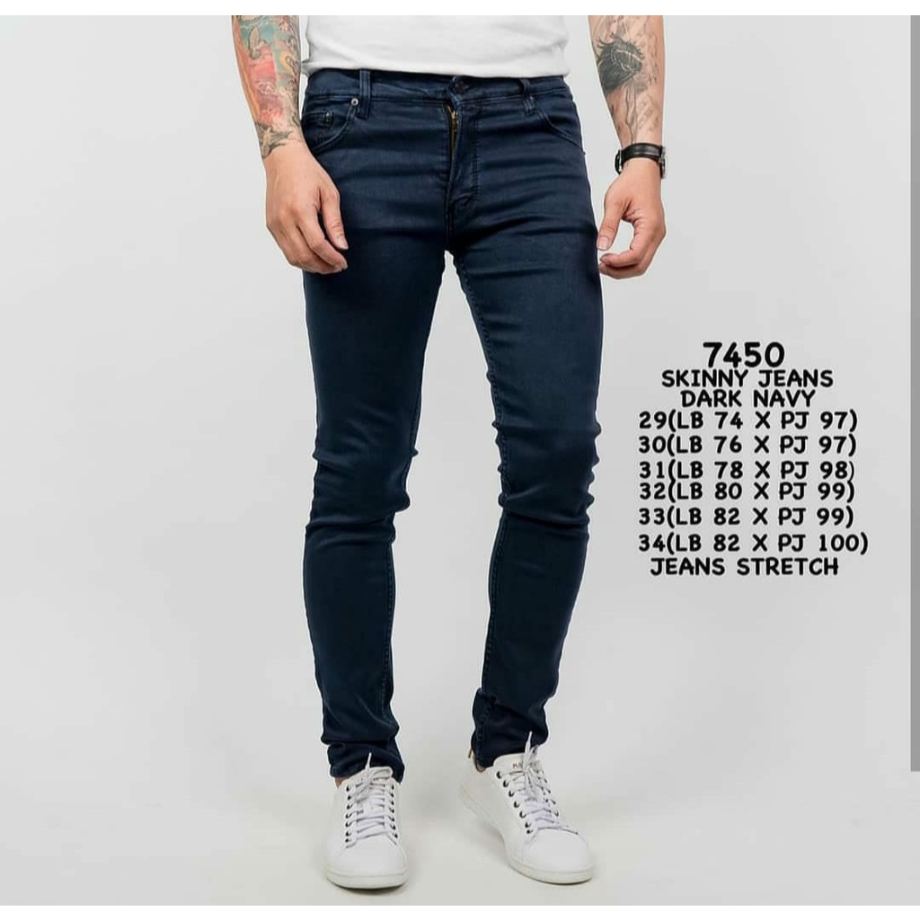 CELANA JEANS PRIA PULL&amp;BEAR DARK BLUE NAVY SKINNY STRETCH PULLANDBEAR PULL &amp; BEAR PULL P&amp;B BIRU TUA