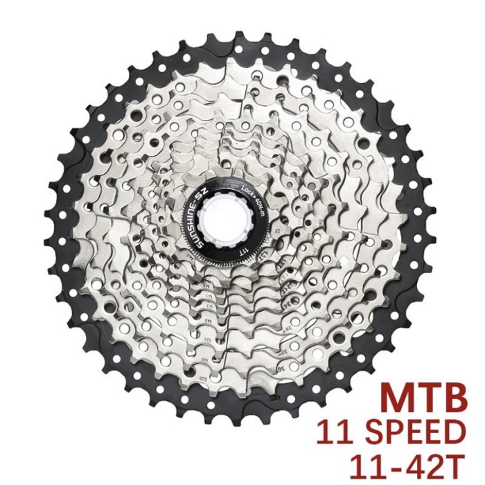 Sprocket Cassette Sunshine 11 Speed 11-42T Gir Sepeda Silver