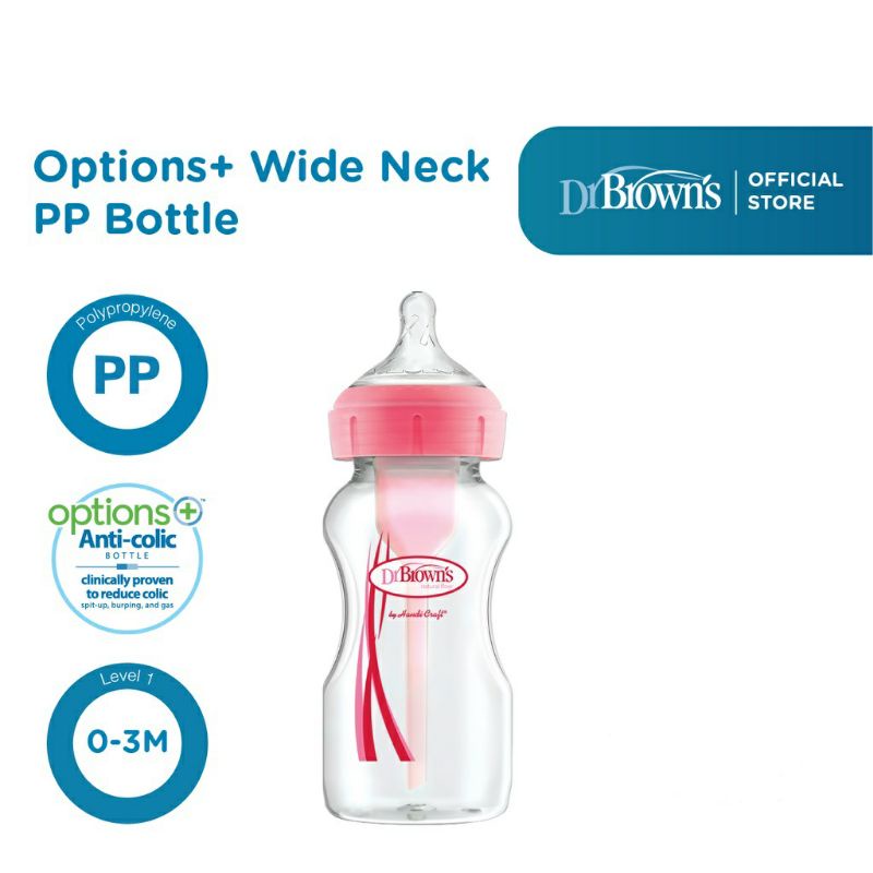 Dr.browns Options+ Wide Neck Bottle  9oz / 270 ML / botol susu anti colic