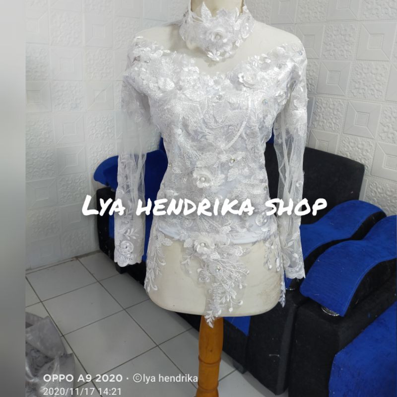 Atasan baju pengantin/kebaya modern putih 3,D