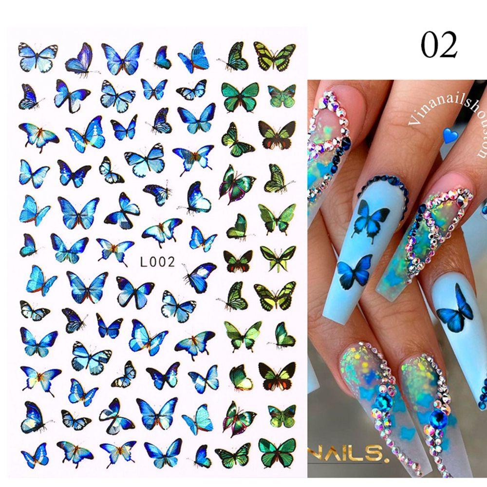 Preva 1lembar 3D Stiker Kuku Kupu-Kupu Wanita Decals DIY Dekorasi Nail Art