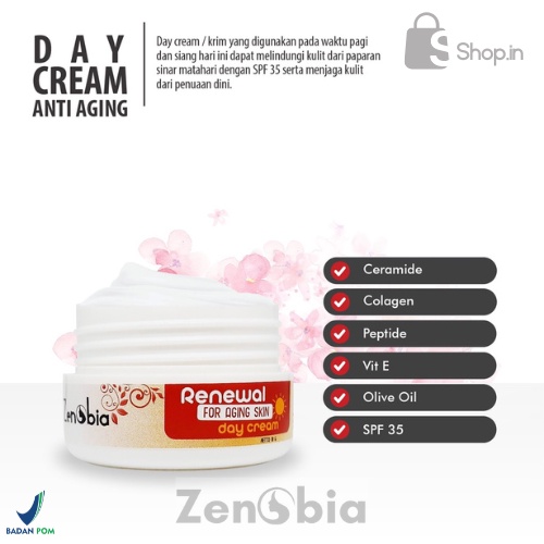 Zenobia Skincare Day Cream Anti Aging 10gr BPOM Original 100%