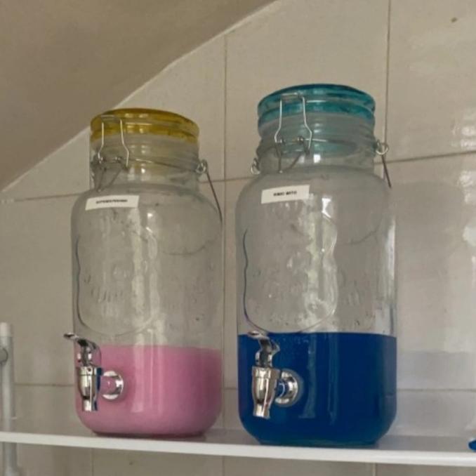 Dispenser Juice Galon Air Kaca Tutup+Tentengan Dengan Kait 3.5 ltr