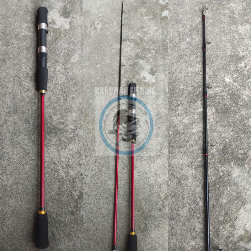 Joran Pancing Jigging Laut Fiber Solid Ajiro Redbass 165 180 198 Cm Murah Kuat Jig