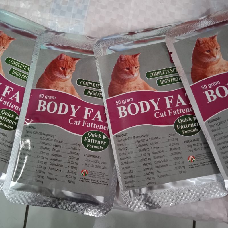 Penggemuk Kucing BODY FAT 50gr Cat Fattener / Vitamin Penggemuk Kucing Terbaik Super Cepat