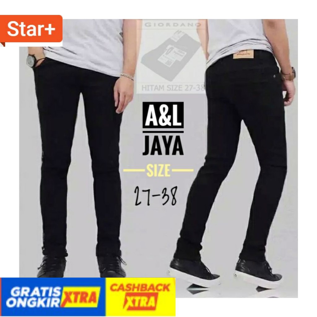 KATOK MURAH COWOK PRIA LAKI DEWASA ANAK REMAJA KECIL BESAR / Celana Jeans Hitam Pria Distro Slimfit