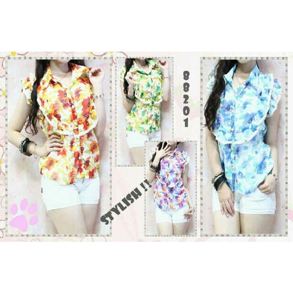 Blouse kemeja chiffon floral