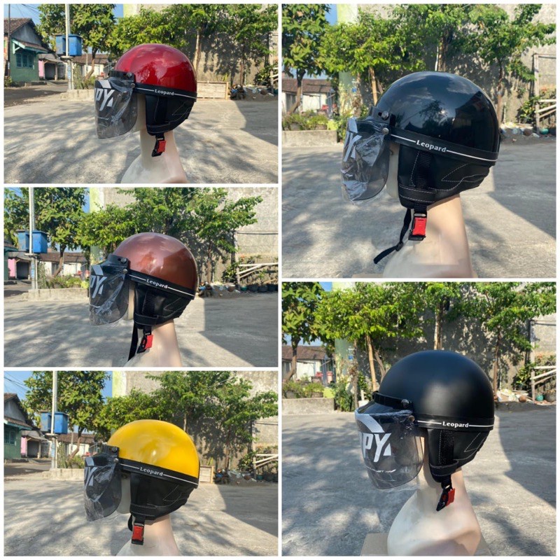 Helm Chip Leopard Helm Bogo Setengah Berbagai Warna