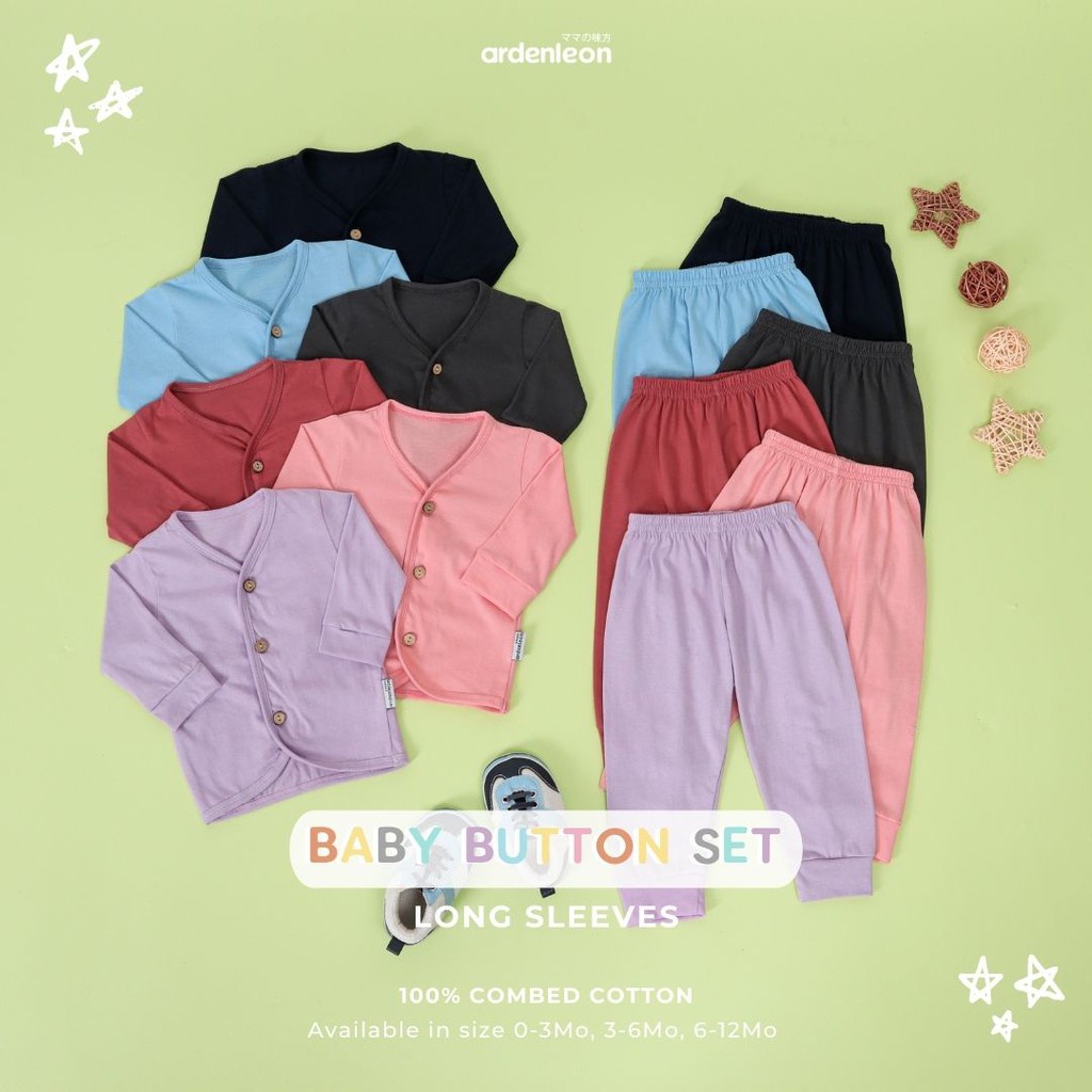 ARDENLEON BABY BUTTON SET LONG SLEEVE (BAJU TIDUR BAYI PANJANG SETELAN)