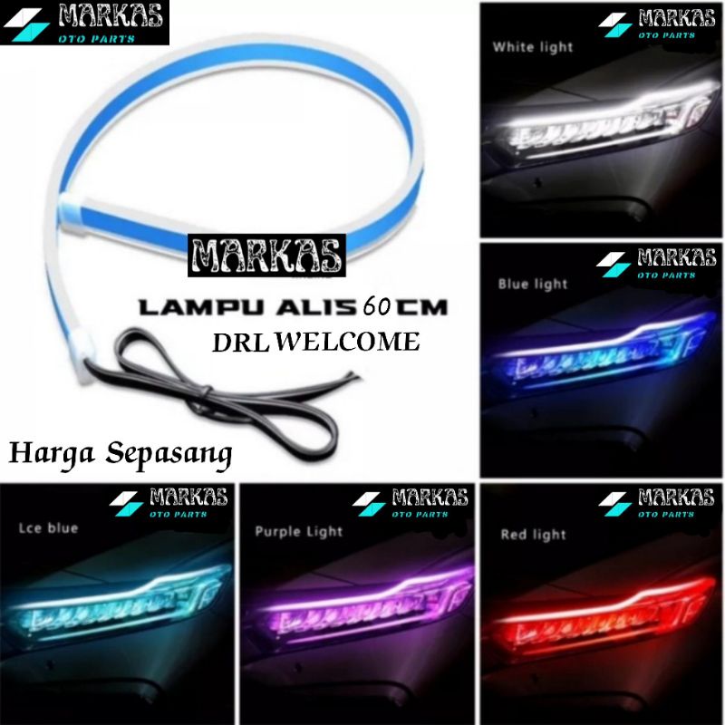 Lampu Alis DRL 60 Cm Welcome Light Sein Running Led Strip Fleksibel Waterproof Modul Tanam 2pcs (1se