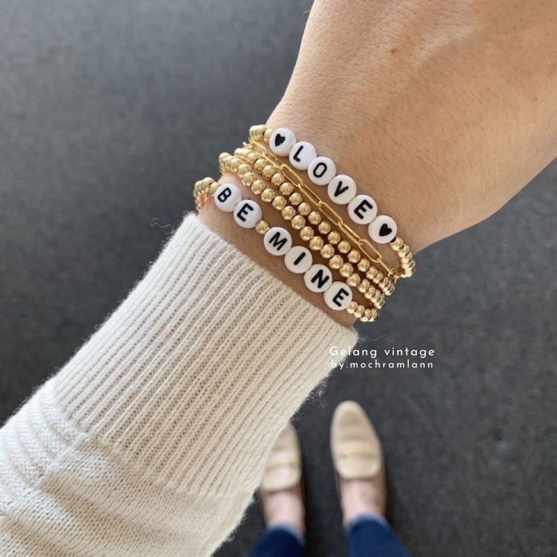 GELANG NAMA manik gold/GOLD Bracelet Letter Beads/ Bracelet gold name