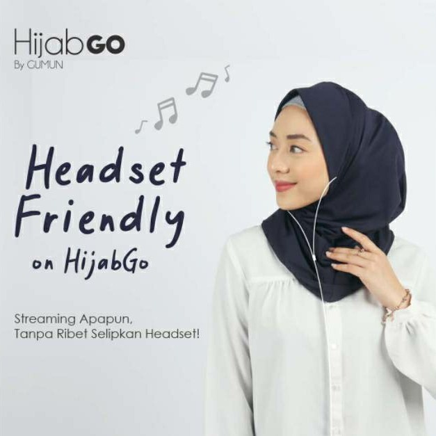 Hijab GO by GUMUN Reguler Size Jilbab Instan Praktis Tanpa Peniti Earphone Friendly Sporty Fashion Muslim Wanita