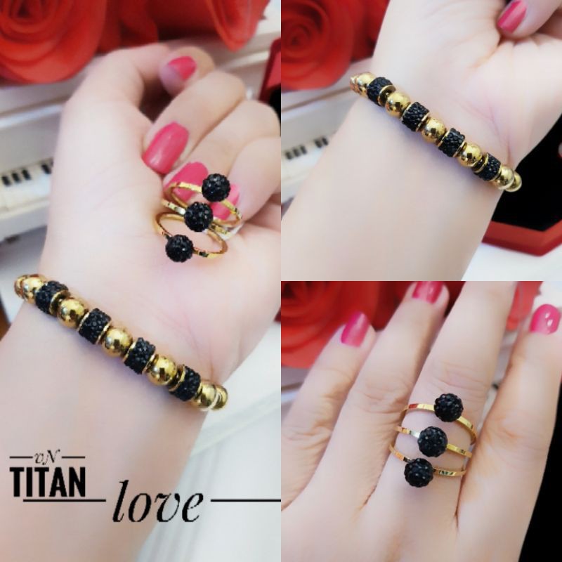 Titanium set perhiasan Gelang dan cincin  7231H