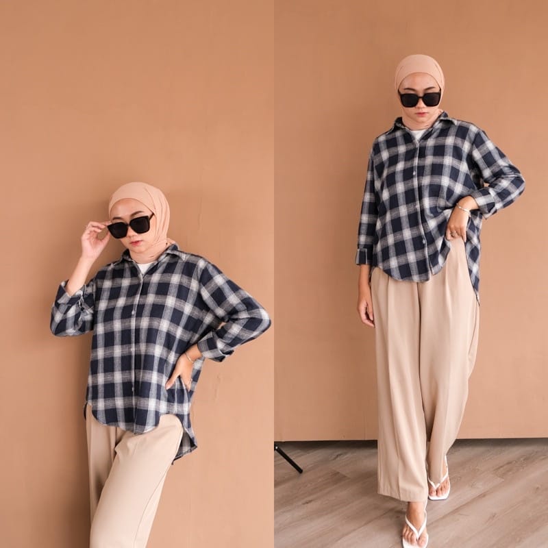 BEFAST - ZEC OOTD Wanita kemeja NANI / Sunday Flanel Shirt / Kemeja Wanita Kekinain / Kemeja Casual Wanita / Kemeja Bahan Flanel / Kemeja Modis