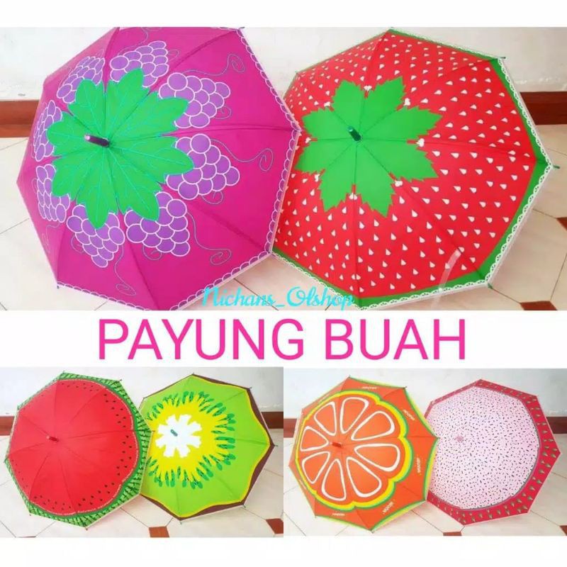 PAYUNG LIPAT MOTIF BUAH-BUAHAN/ Payung Lipat 3 Motif Buah-buahan