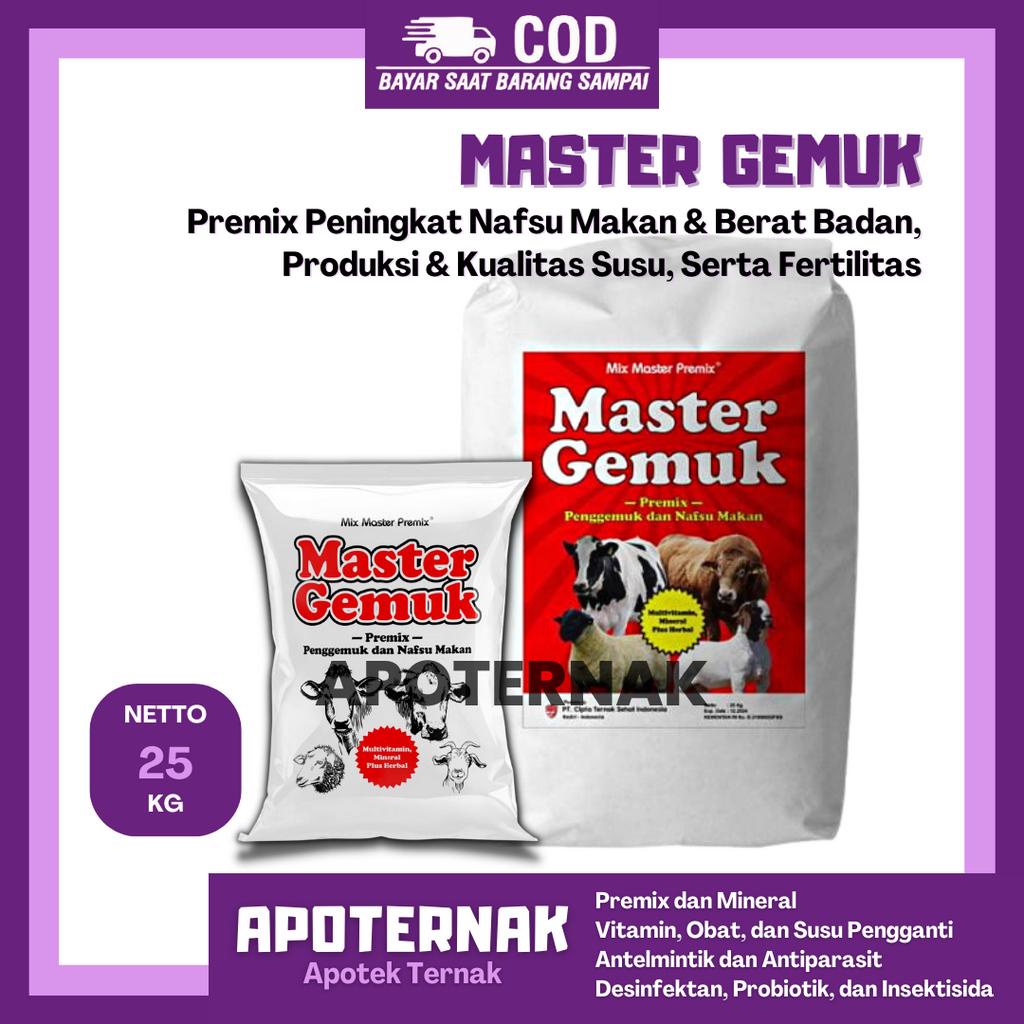 MASTER GEMUK 1 Sak 25 Kg | Premix Penggemuk &amp; Peningkat Produksi Susu Ternak Sapi Kambing Domba | Apoternak