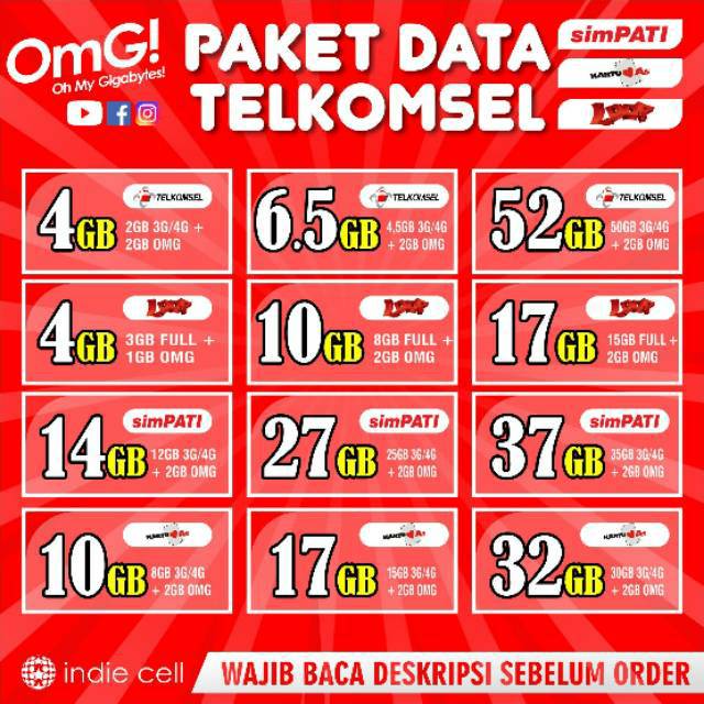 Jual PAKET DATA TELKOMSEL ISI ULANG SIMPATI 14GB/27GB/37GB - AS 6,5GB