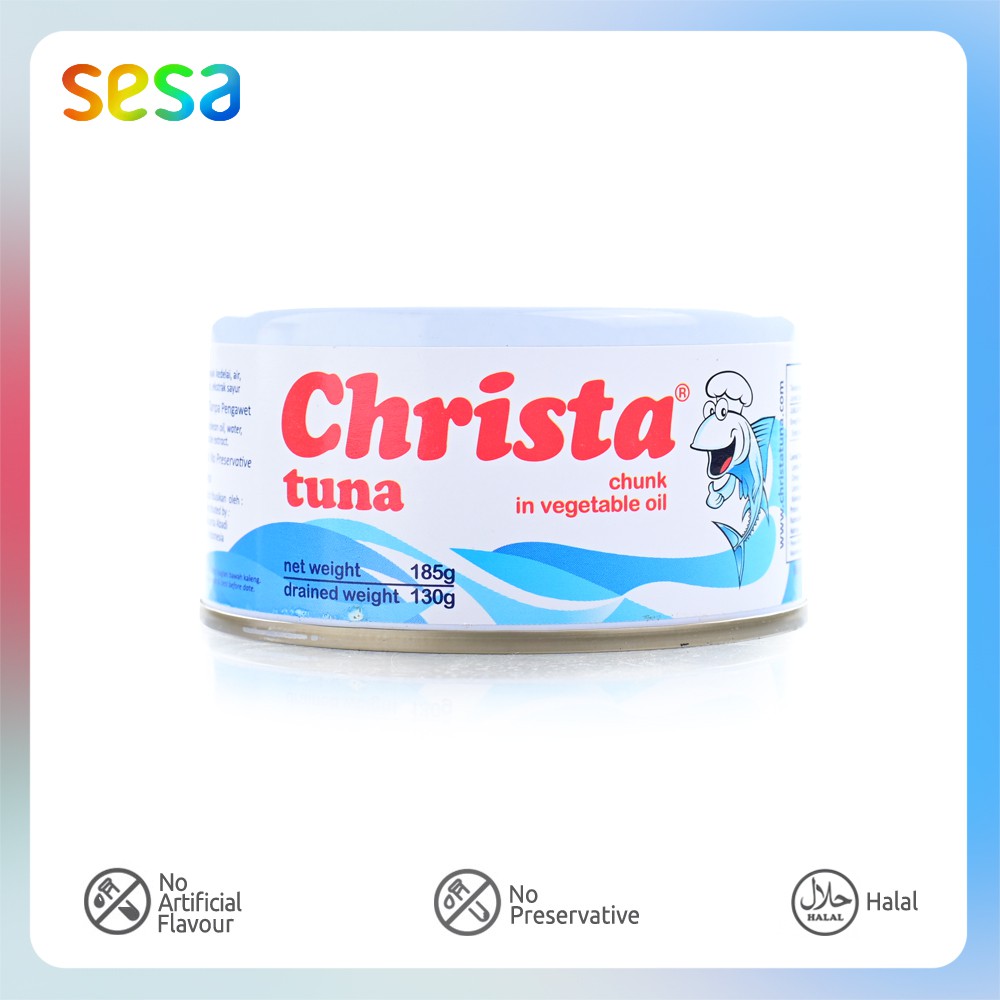 

CHRISTA TUNA Chunk In Vegetable Oil 185gr - Tuna Kaleng NON-MSG