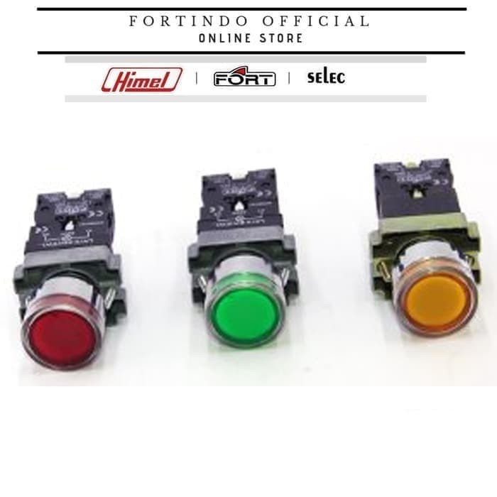Iluminated Push Button with NEON LAY5-BW3361 / LAY5BW3361 (Hijau) LAY5-BW3461(RED) LAY5-BW3561(YELLO