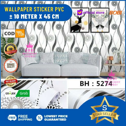 Wallpaper Sticker Motif Kembang Hitam 5274 - Wallpaper Sticker PVC - Wall Sticker ±9 meter x 45 cm