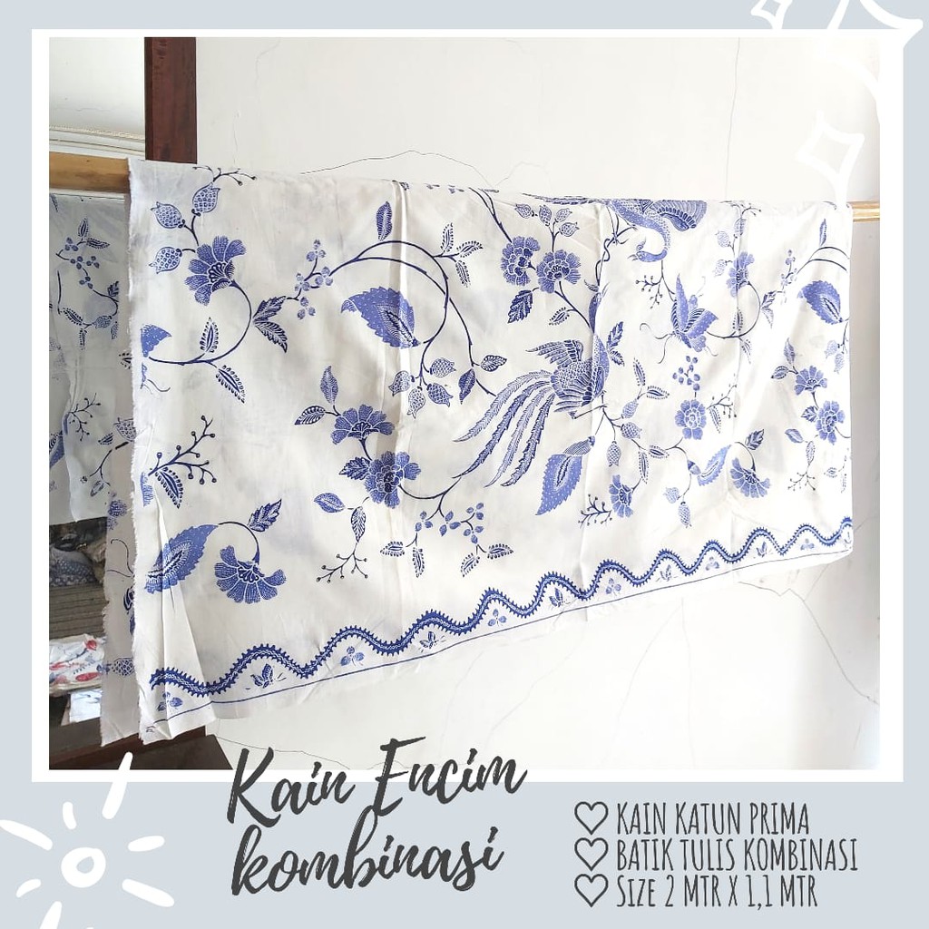 FADLAN BATIK -- KAIN ENCIM KOMBINASI PUTIH BIRU