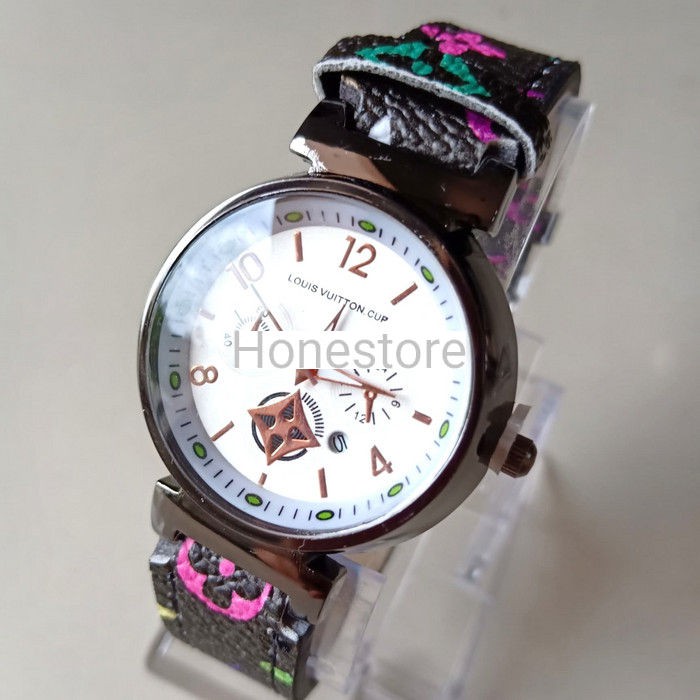 Jam Tangan Wanita Lv Kulit Tanggal Aktif murah