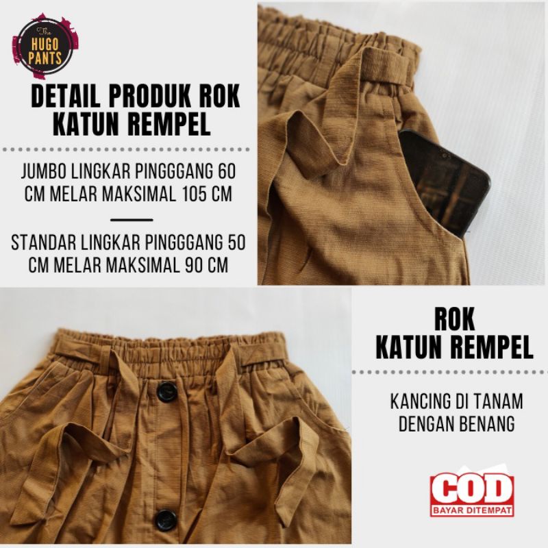 Rok Panjang Katun Rempel Kancing Depan Wanita Korean Style Cewek