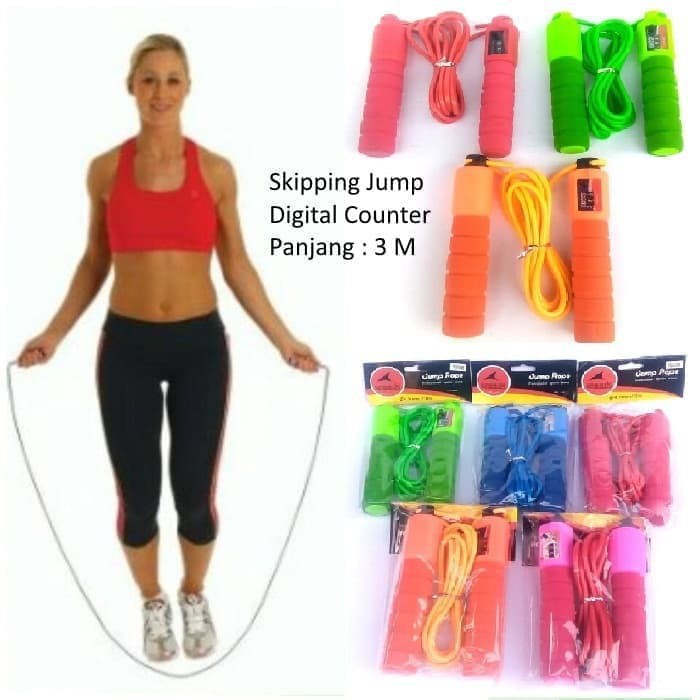 Skipping Rope Alat Olahraga Tali Fitness Aksesories Counter Hitung Gym [QTOP id]