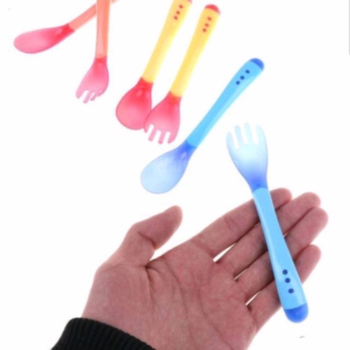 SENDOK MAKAN BAYI SENSOR SUHU PANAS / SENDOK GARPU BAYI SILIKON / SENDOK MAKAN BAYI SILIKON / BABY SPOON SILICONE BPA FREE