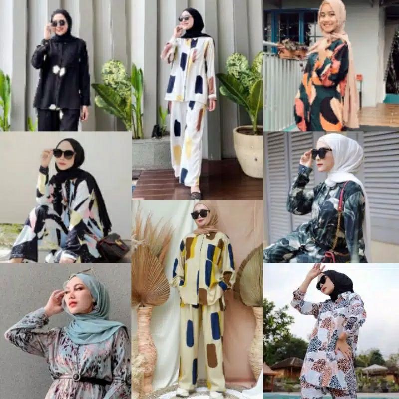 ONE SET/SETELAN PAJAMAS WANITA DEWASA LD 110 CM TYE DYE RAYON VISCOSE PREMIUM-Random