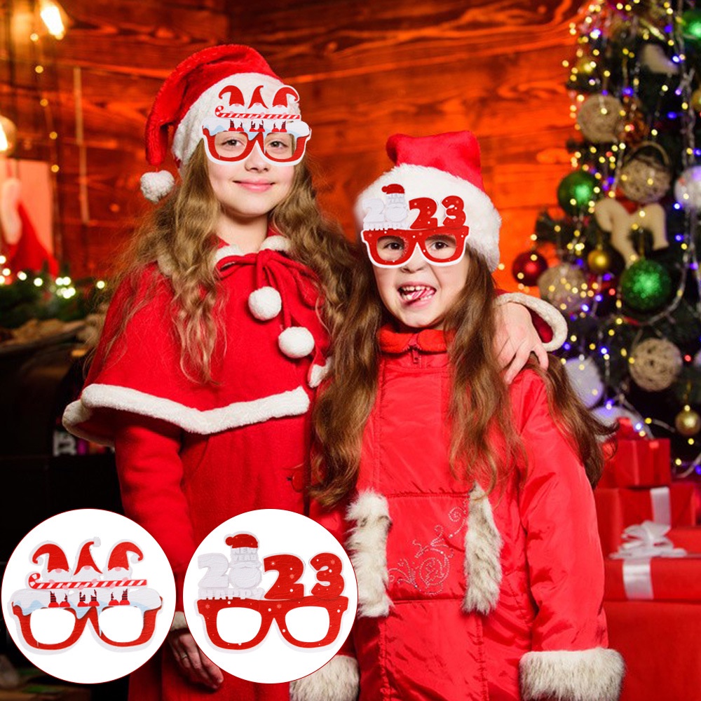 Kacamata Desain Santa Claus Snowman Reindeer Untuk Dekorasi Natal 2023