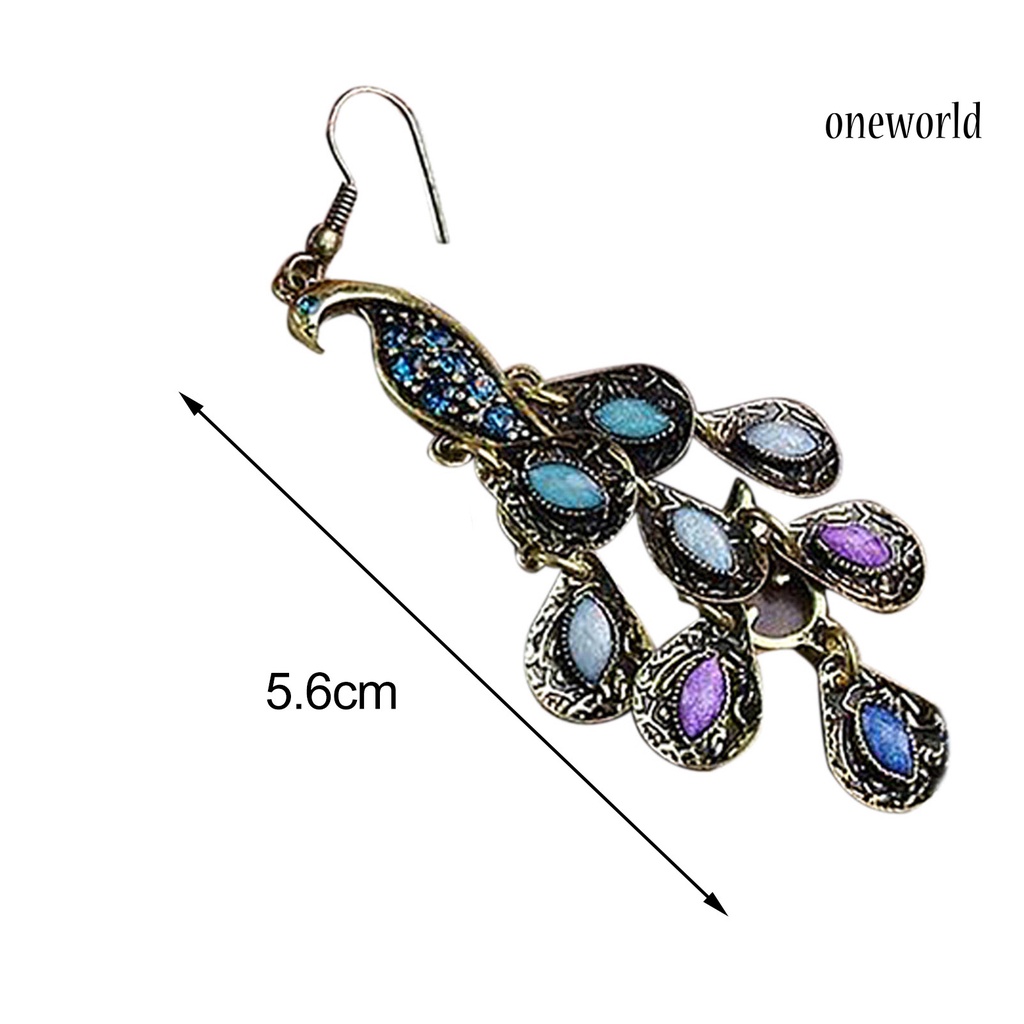 OW@ Earrings Bohemian Style Vintage Jewelry Peacock Dangle Hook Earrings for Party