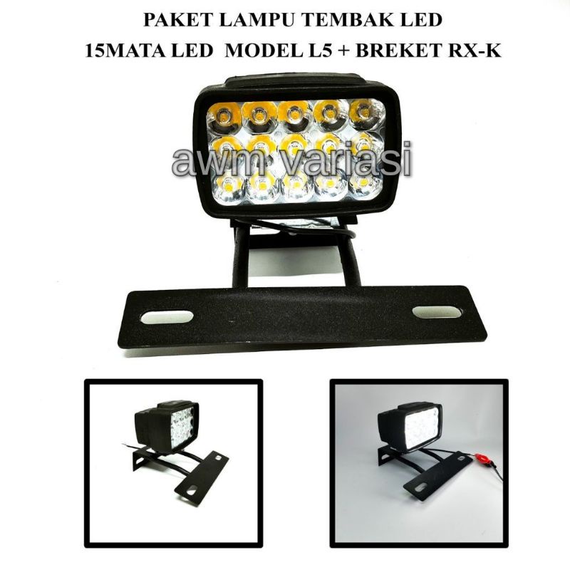 [PAKET]Lampu led sorot tembak 15 titik Plus Breket RX KING