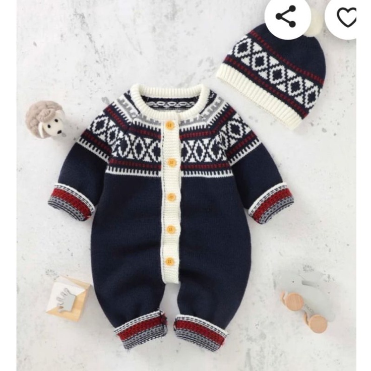 BAJU KOKO BAYI/BAJU UNISEX/JUMPER BAYI KUPLUK/ROMPER KUPLUK/Jumper Rajut Anak Bayi Lucu 0-12 bln UNISEX/Baju kodok/Jumper bayi perempuan/Jumper bayi laki-laki-2