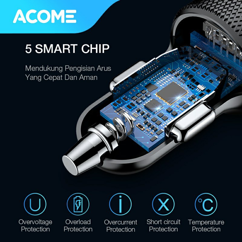 Car Charger Colokan Mobil Acome ACC03 Car Charger 3.4A 17W Fast Charging