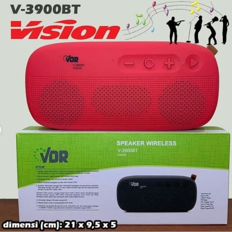 Speaker Bluetooth Digital VDR V 3900BT Vision Usb TF MP3 dan Radio
