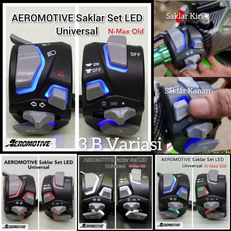 Saklar Set Led Vietnam Biru Merah Putih Rainbow Universal Holder Saklar Switch Set With Lighting Led Motorcycle Universal Soket Pnp