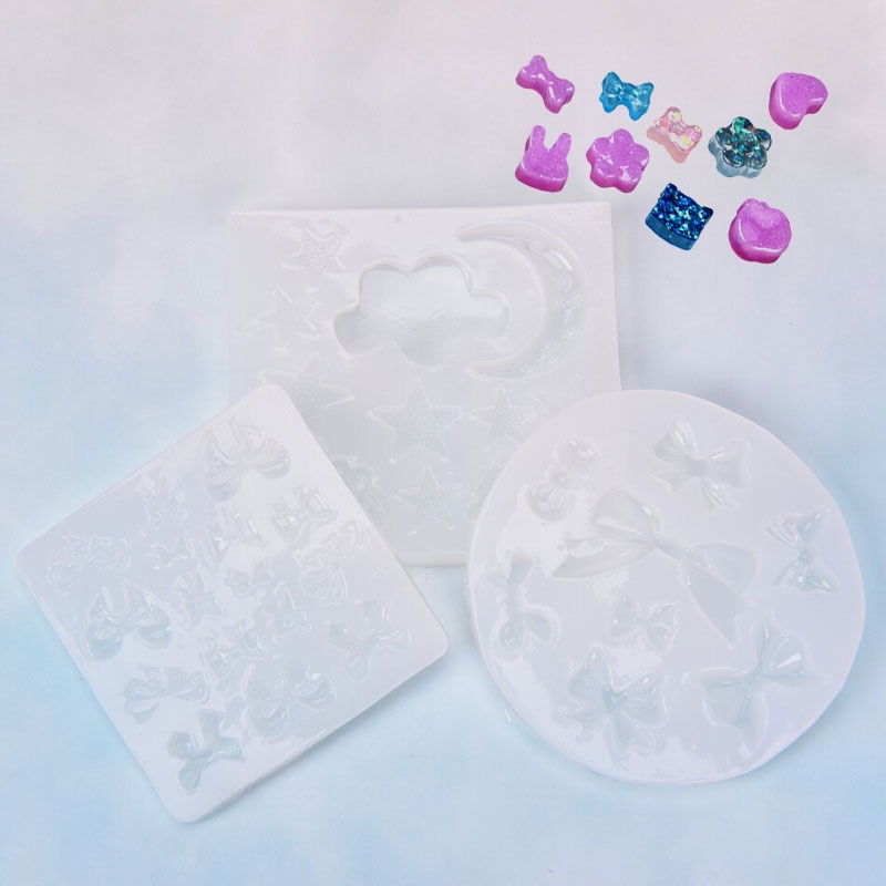 Cetakan Resin Epoksi Handmade Bentuk Bulan Bintang Pita Bahan Silikon Untuk Perhiasan