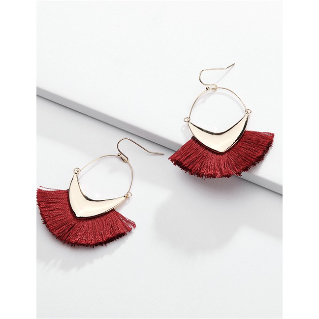 LRC Anting Gantung Fashion Alloy Geometric Arrow Line Ear Tassel Earrings F78955