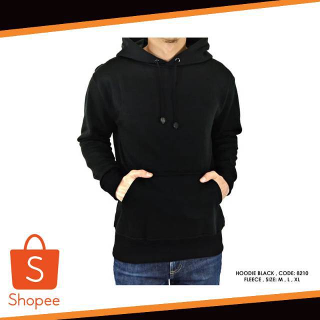 JAKET SWEATER SWITER HOODIE POLOS POLOSAN HITAM COWOK PRIA - Hitam, L